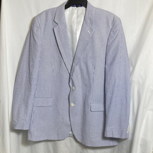Alan Flusser Other - Like New Alan Flusser Classic Puckered Cotton Seersucker in Blue and White 44L
